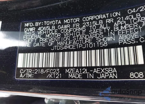 2023 Toyota Corolla Se from USA, damaged, VIN JTDS4MCE1PJ101158
